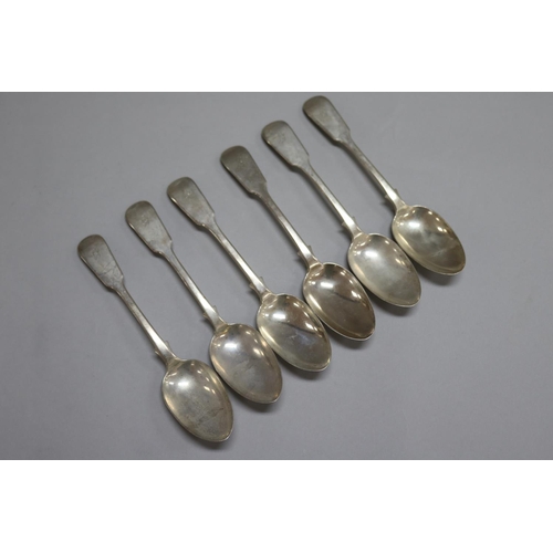 1284 - Set of six antique Victorian silver spoons, Edinburgh 1850-51, John Wilkie, approx 240 grams & 18cm ... 