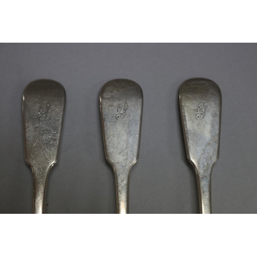 1284 - Set of six antique Victorian silver spoons, Edinburgh 1850-51, John Wilkie, approx 240 grams & 18cm ... 