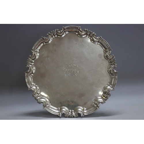 1262 - Large Edward VII hallmarked sterling silver salver, 1901-2, maker London William Hutton and Sons Ltd... 