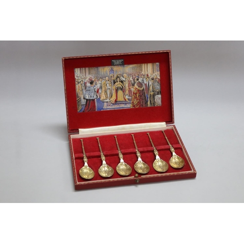 1267 - Set of six vintage English hallmarked sterling silver Coronation Anointing spoons Birmingham 1948-49... 