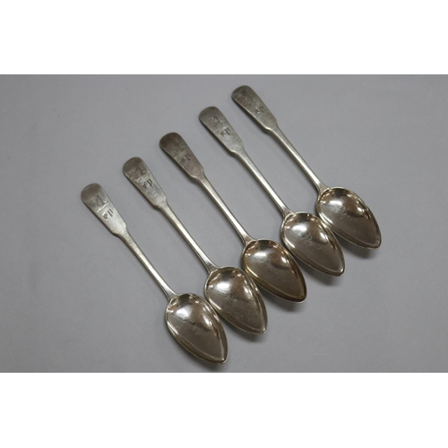 1283 - Set of five Georgian antique hallmarked sterling silver spoons, Edinburgh 1809-10, Francis Howden ap... 