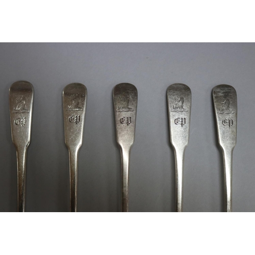 1283 - Set of five Georgian antique hallmarked sterling silver spoons, Edinburgh 1809-10, Francis Howden ap... 