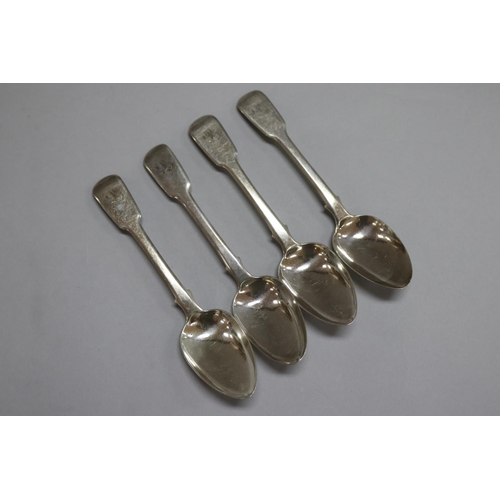 1286 - Set four antique hallmarked sterling silver spoons, London 1823-24, Johnathon Hayne,  approx 195 gra... 