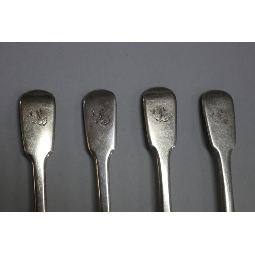 1286 - Set four antique hallmarked sterling silver spoons, London 1823-24, Johnathon Hayne,  approx 195 gra... 