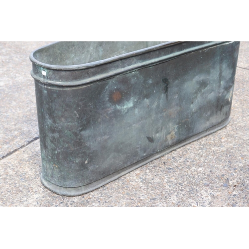 1029 - Rare antique French copper bath tub, original untouched condition, approx 134cm L x 57cm W x 63cm H