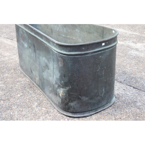 1029 - Rare antique French copper bath tub, original untouched condition, approx 134cm L x 57cm W x 63cm H
