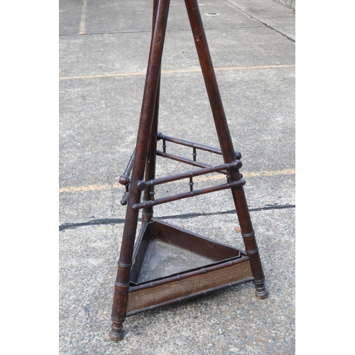 1032 - Antique French Arts & Crafts halberd & faux bamboo coat rack, approx 218cm H x 64cm D
