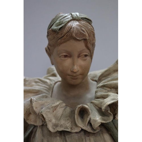 1074 - Friedrich Goldscheider (Austrian, 1845–1897) terracotta bust of a female, signed to back, approx 37.... 