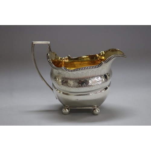1101 - Antique George III hallmarked sterling silver sugar & creamer, Edinburgh 1808-9, maker George McHatt... 
