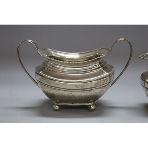 1176 - Antique Edward VII hallmarked sterling silver sugar & creamer, Sheffield 1907-8, maker Joseph Rodger... 