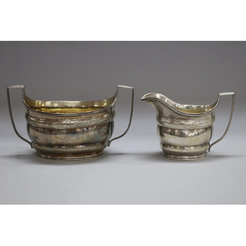 1177 - Antique Georgian hallmarked sterling silver sugar & creamer, London 1801-2, maker William Abdy II, t... 