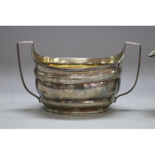 1177 - Antique Georgian hallmarked sterling silver sugar & creamer, London 1801-2, maker William Abdy II, t... 