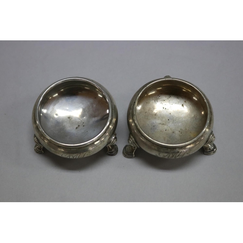 1180 - Pair of 17th century antique hallmarked sterling silver salts, London marks instinctively, total app... 