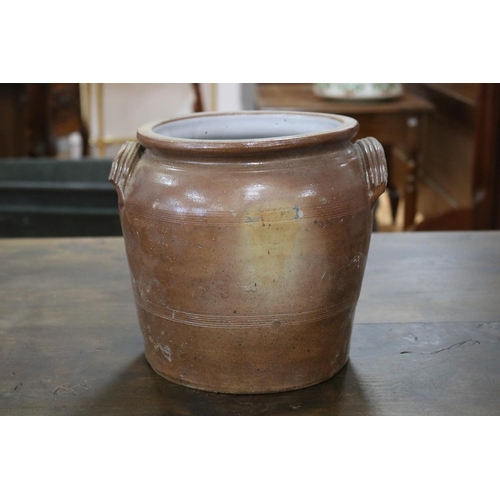 1311 - French stoneware confit pot, approx 22cm H x 24cm dia