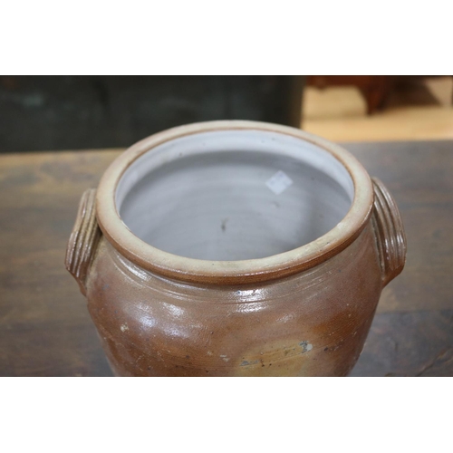 1311 - French stoneware confit pot, approx 22cm H x 24cm dia