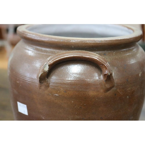 1311 - French stoneware confit pot, approx 22cm H x 24cm dia