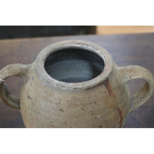 1315 - French stoneware twin handled vessel, approx 24cm H x 30cm W x 22cm D (excluding handles)