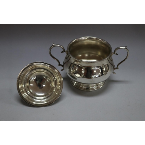 1263 - Four piece sterling silver coffee and tea service to include coffee pot, teapot, sugar and cream, by... 