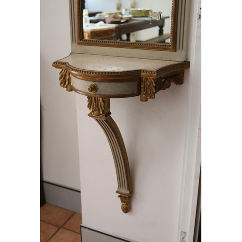 1073 - Vintage French Louis XV revival console & mirror, labelled 
