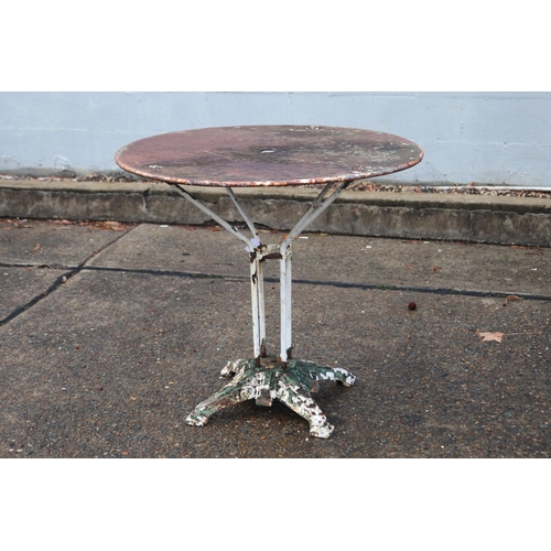 1144 - Antique French circular garden table with cast iron base, approx 73cm H x 805cm Dia