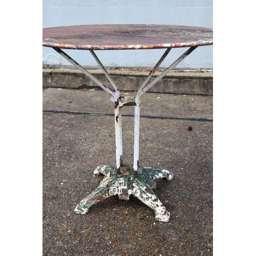 1144 - Antique French circular garden table with cast iron base, approx 73cm H x 805cm Dia