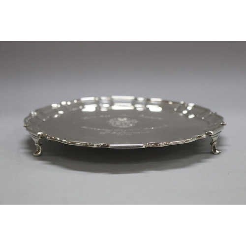 1261 - Antique hallmarked sterling silver salver, London 1920-21, Alfred James Pairpoint, Francis William P... 