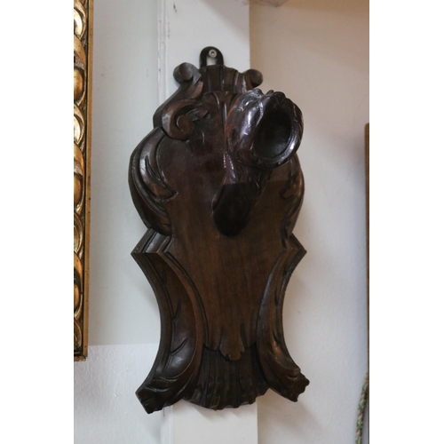 1048 - Pair of antique French Renaissance revival wooden hanging coat racks, approx 32cm H x 18cm W x 17cm ... 