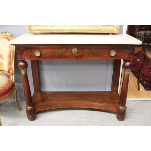 1057 - Antique French Louis Philippe marble topped console, with brass mounts, approx 117.5cm L x 46.5cm W ... 