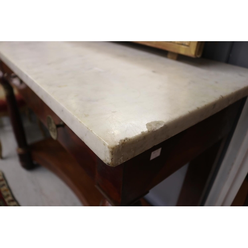 1057 - Antique French Louis Philippe marble topped console, with brass mounts, approx 117.5cm L x 46.5cm W ... 