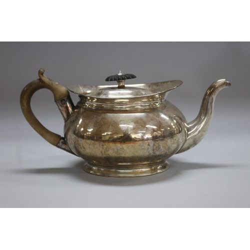 1102 - Antique Georgian hallmarked sterling silver teapot and matched teapot stand, London 1802-3, Peter an... 