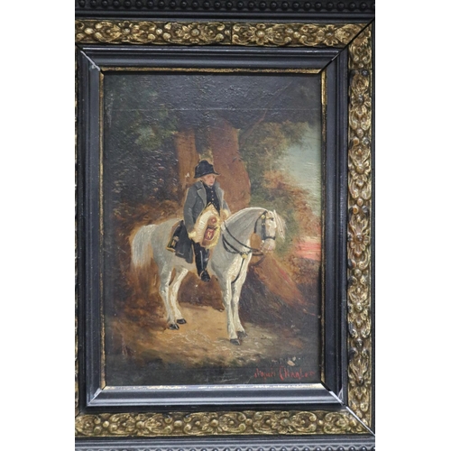 1172 - Pair of antique French 19th century Military related paintings on board, one showing Napoleon & the ... 