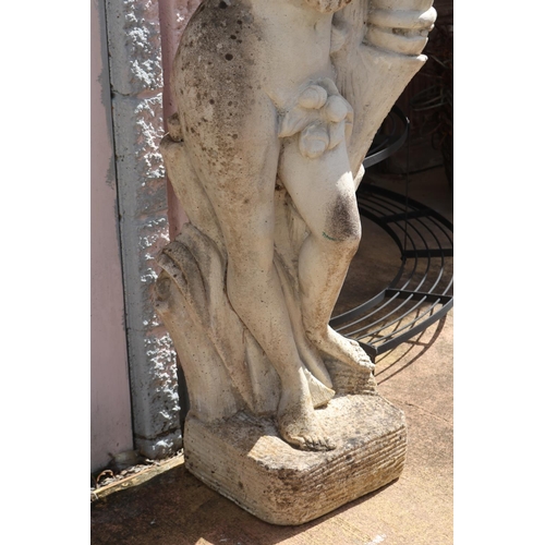 1187 - Vintage French composite stone garden statue of a female, approx 122cm H x 43cm L x 30cm W