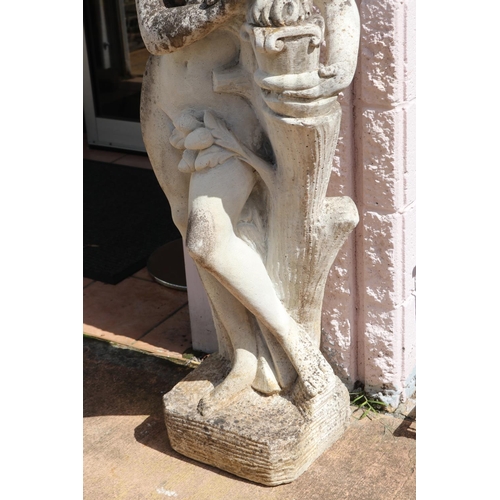 1187 - Vintage French composite stone garden statue of a female, approx 122cm H x 43cm L x 30cm W