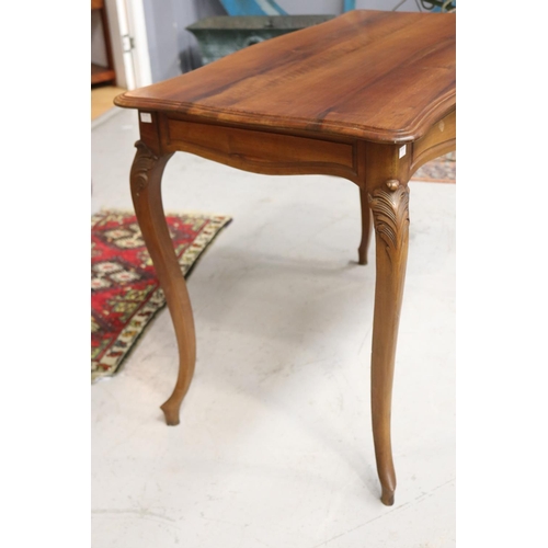 1194 - Vintage French Louis XV style side table, with shaped top & slender legs, approx 74cm H x 99cm W x 6... 