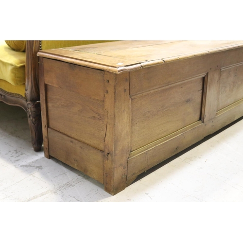 1303 - Antique 19th century French oak blanket trunk / coffer, approx 49cm H x 142cm W x 47cm D