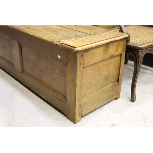 1303 - Antique 19th century French oak blanket trunk / coffer, approx 49cm H x 142cm W x 47cm D