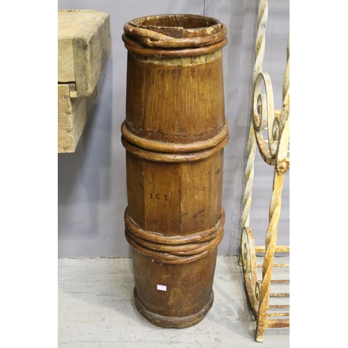 1329 - Old Tibetan yak butter churn, good for a stick stand, approx 78cm H x 24cm dia