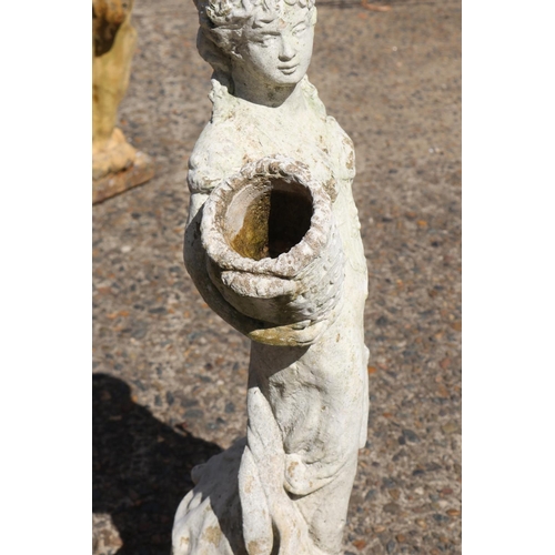 1357 - Composite stone female picker figure with basket, approx 69cm H x 30cm W x 21cm D