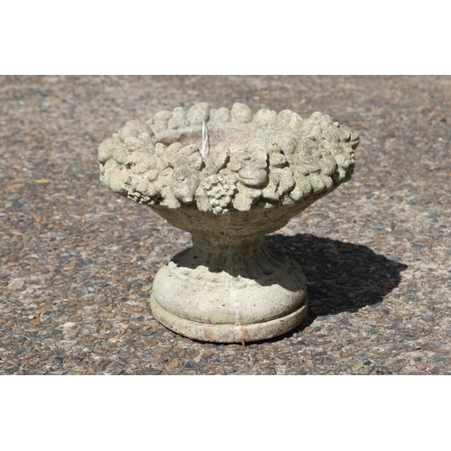 1362 - Composite stone pedestal urn form planter, approx 23cm H x 29cm dia