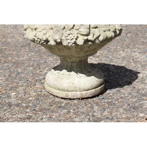 1362 - Composite stone pedestal urn form planter, approx 23cm H x 29cm dia