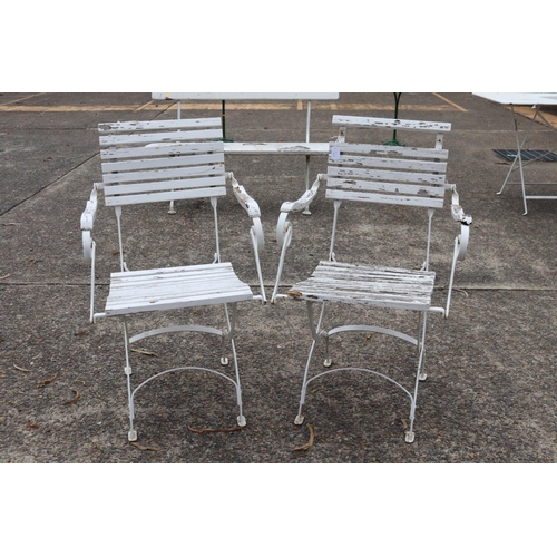 431 - Pair of French wooden slat folding armchairs, approx 87cm H x 50cm W x 56cm D (2)