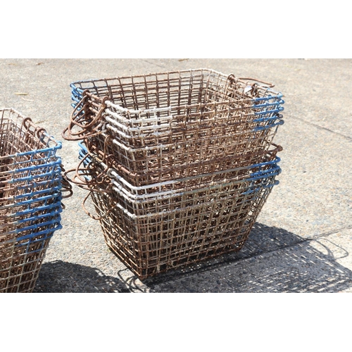 434 - Lot of French iron oyster baskets, each approx 26cm H x 49cm L x 38cm W (excluding handle)