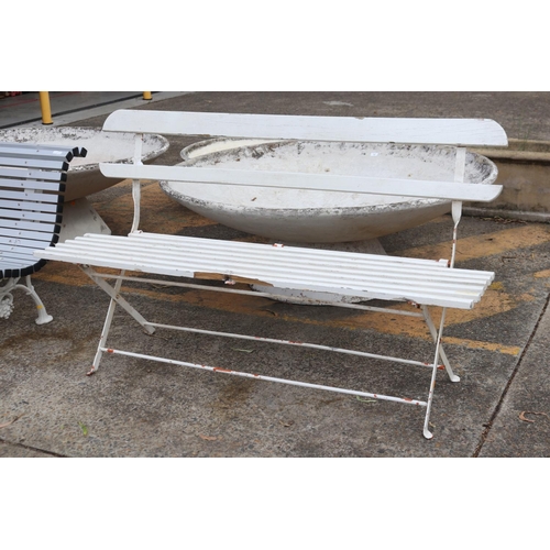 436 - French wooden slat folding bench, approx 150cm W