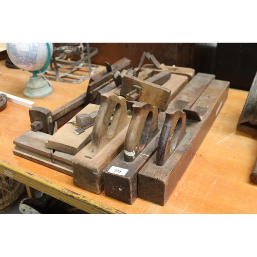 449 - Selection of French antique and vintage wooden hand planes, approx 66cm L and shorter
