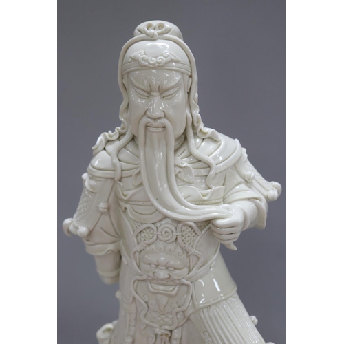 1111 - Chinese Blanc de Chine Warrior figure, with box, figure approx 57cm H x 25cm L x 20cm W