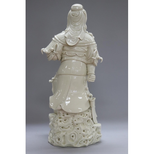 1111 - Chinese Blanc de Chine Warrior figure, with box, figure approx 57cm H x 25cm L x 20cm W