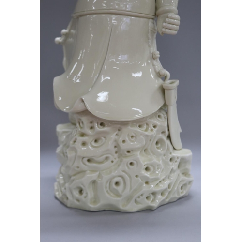 1111 - Chinese Blanc de Chine Warrior figure, with box, figure approx 57cm H x 25cm L x 20cm W