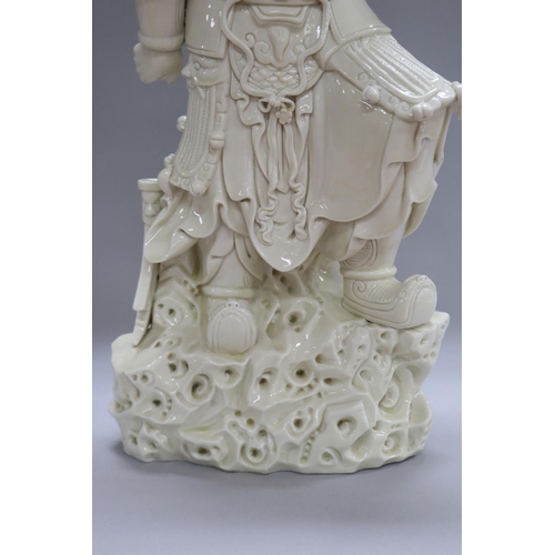 1111 - Chinese Blanc de Chine Warrior figure, with box, figure approx 57cm H x 25cm L x 20cm W