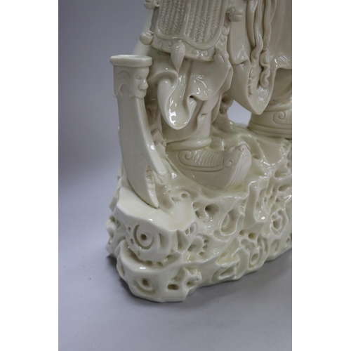 1111 - Chinese Blanc de Chine Warrior figure, with box, figure approx 57cm H x 25cm L x 20cm W