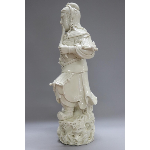 1111 - Chinese Blanc de Chine Warrior figure, with box, figure approx 57cm H x 25cm L x 20cm W